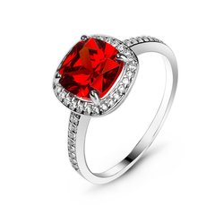 Серебряное кольцо с красным фианитом Кристалл, 16.5, 51.5, 2.50
