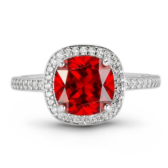 Серебряное кольцо с красным фианитом Кристалл, 16.5, 51.5, 2.50