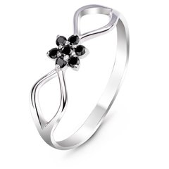 Серебряное кольцо с черным фианитом Мисс, 19, 59.1, 1.20