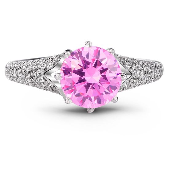 Серебряное кольцо с розовым фианитом Чудо, 16, 50.3, 2.90