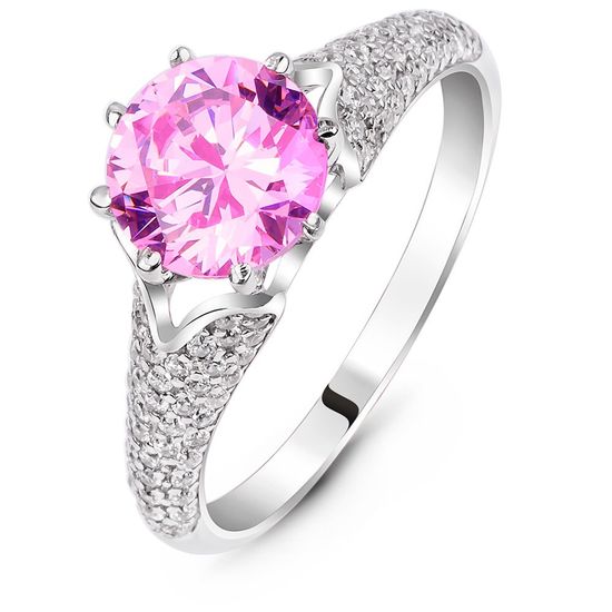 Серебряное кольцо с розовым фианитом Чудо, 16, 50.3, 2.90