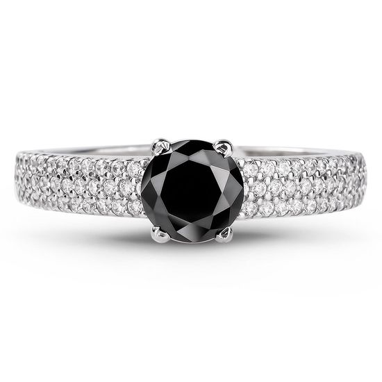 Серебряное кольцо с черным фианитом Солнце, 16, 50.3, 2.30