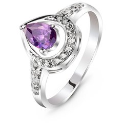 Серебряное кольцо с фиолетовым фианитом Амели, 15.5, 47.8, 2.30