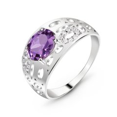 Серебряное кольцо с фиолетовым фианитом Озеро, 16.5, 51.5, 2.80