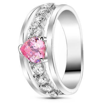 Серебряное кольцо с розовым фианитом ФК231ЦР, 16, 50.3, 3.17
