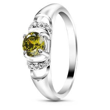 Серебряное кольцо с фианитом перидот Беатрис, 16, 50.3, 1.95