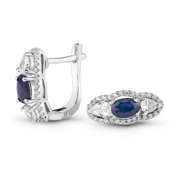 Серебряные серьги с сапфиром Калис ПДС111С