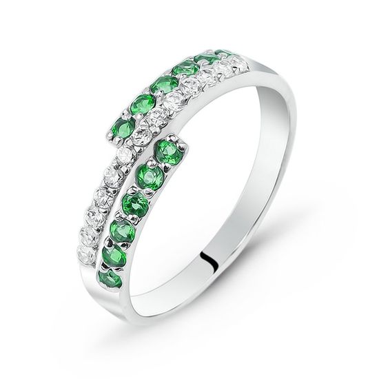 Серебряное кольцо с зеленым фианитом Ива, 1.87