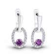 Серебряные серьги подвески с фиолетовыми фианитами Капель