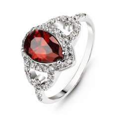 Серебряное кольцо с красным фианитом Линда, 15.5, 47.8, 2.98