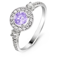 Серебряное кольцо с фиолетовым фианитом Венера, 15, 46.5, 1.75