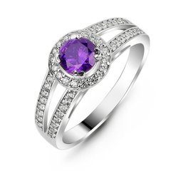 Серебряное кольцо с фиолетовым фианитом Сабина, 17, 52.8, 1.95