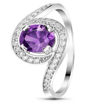 Серебряное кольцо с фиолетовым фианитом Бэлла, 16, 50.3, 2.40