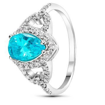 Серебряное кольцо с голубым фианитом Линда, 16, 50.3, 2.98