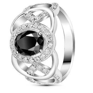 Серебряное кольцо с черным фианитом Винтаж, 16, 50.3, 3.96