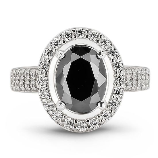 Серебряное кольцо с черным фианитом Маргарет, 16, 50.3, 4.30