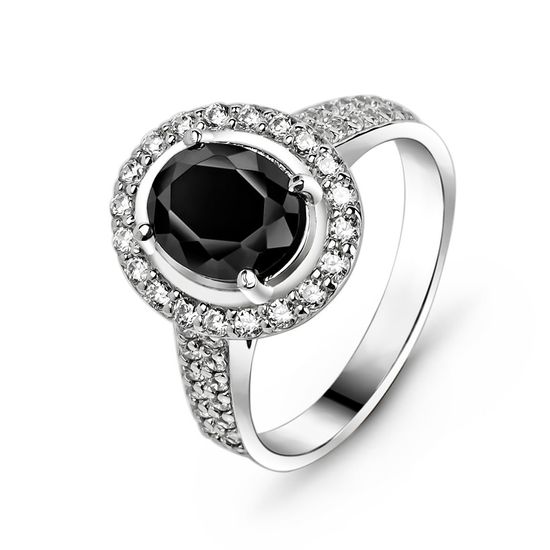 Серебряное кольцо с черным фианитом Маргарет, 16, 50.3, 4.30