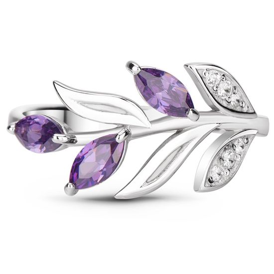 Серебряное кольцо с фиолетовым фианитом Оливка, 19, 59.1, 2.20