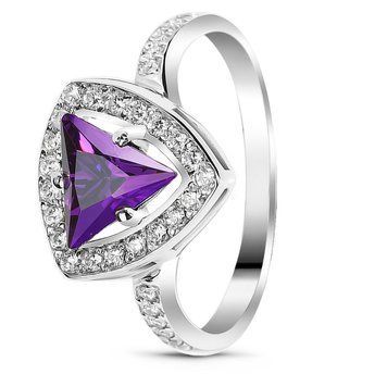 Серебряное кольцо с фиолетовым фианитом ФК270ЦАМ, 16.5, 51.5, 2.53