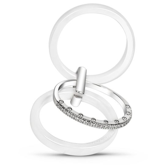 Серебряное кольцо с керамикой и фианитами Виченца, 17.5, 54.5, 6.41