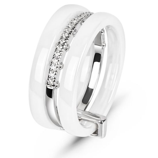 Серебряное кольцо с керамикой и фианитами Виченца, 17.5, 54.5, 6.41