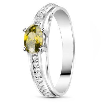 Серебряное кольцо с фианитом перидот Связь, 16, 50.3, 1.90