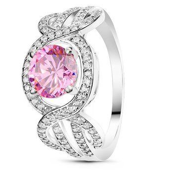 Серебряное кольцо с розовым фианитом Танго, 16, 50.3, 3.00