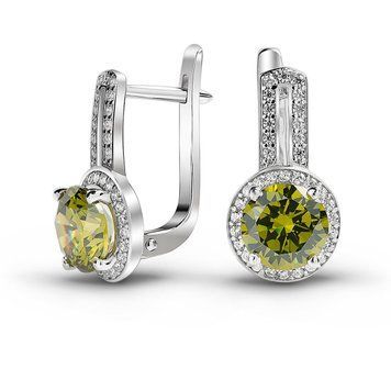 Серебряные серьги с фианитами перидот Вдохновение