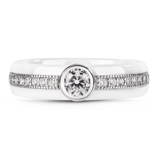 Серебряное кольцо с керамикой и фианитами Бристоль, 18, 56.6, 3.87