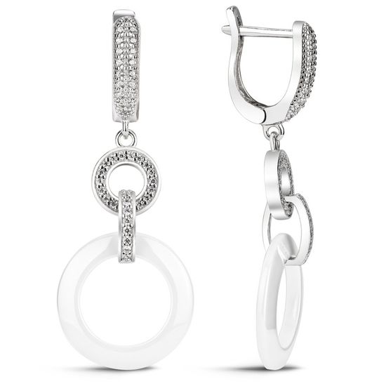 Срібні сережки-підвіски з керамікою СБ014, 7.45