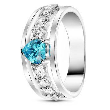 Серебряное кольцо с голубым фианитом ФК231ЦАК, 18, 56.6, 3.17