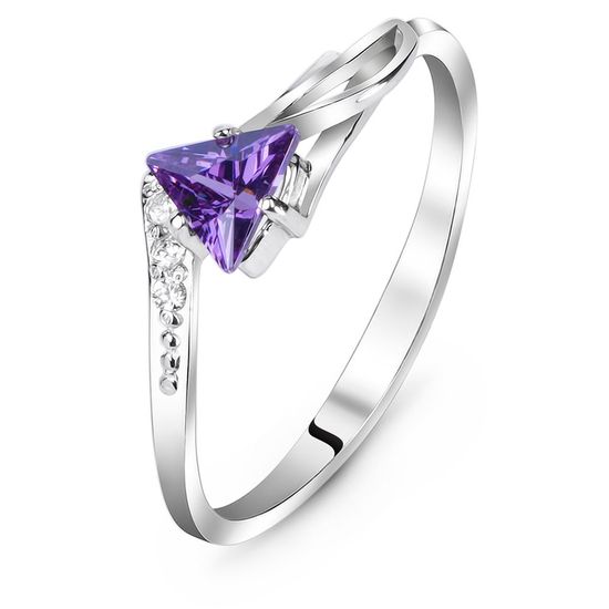 Серебряное кольцо с фиолетовым фианитом ФК348ЦАМ, 18, 56.6, 1.40