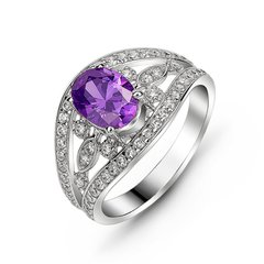 Серебряное кольцо с фиолетовым фианитом Шанс, 15.5, 47.8, 3.05