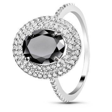 Серебряное кольцо с черным фианитом Камелия, 16, 50.3, 2.64