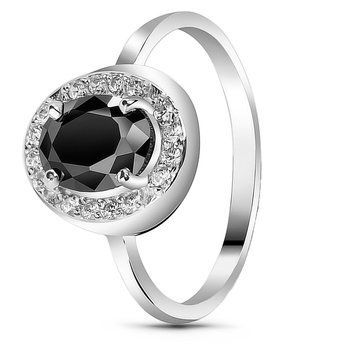Серебряное кольцо с черным фианитом Сливки, 16, 50.3, 2.00
