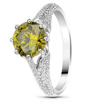 Серебряное кольцо с фианитом перидот Чудо, 16, 50.3, 2.90