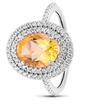 Серебряное кольцо с цитрином Камелия ПДК66Ц 16р.