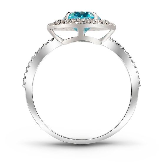 Серебряное кольцо с аквамарином нано Камелия, 2.64
