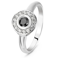 Серебряное кольцо с черным фианитом Шарлотта, 15, 46.5, 2.53