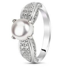 Srebrny pierścionek z perłami Manhattanu, 16, 50.3, 3.50