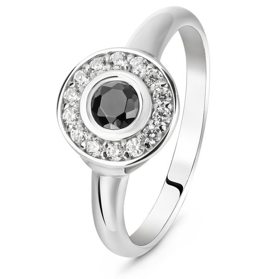 Серебряное кольцо с черным фианитом Шарлотта, 15, 46.5, 2.53