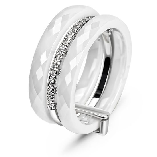 Серебряное кольцо с керамикой и фианитами Виченца, 16.5, 51.5, 6.41