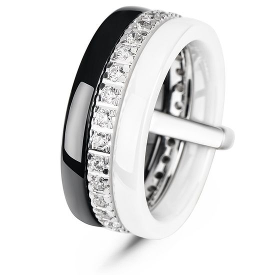Серебряное кольцо с керамикой и фианитами Версаль, 19.5, 60.3, 7.91