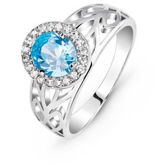 Серебряное кольцо с голубым фианитом Лолита, 17, 52.8, 3.73