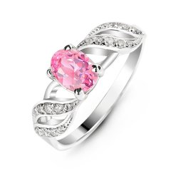 Серебряное кольцо с розовым фианитом Бубочка, 16.5, 51.5, 2.23