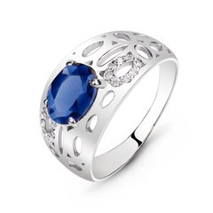 Кольцо серебряное с синим фианитом Озеро, 16.5, 51.5, 2.80