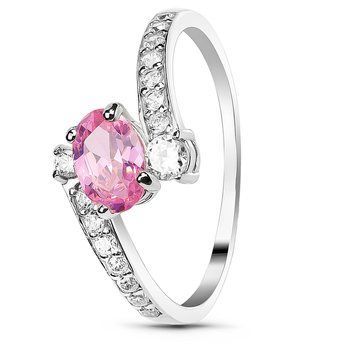 Серебряное кольцо с розовым фианитом Лилия, 16, 50.3, 2.00