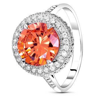 Серебряное кольцо с фианитом шампань Женева, 16, 50.3, 4.57