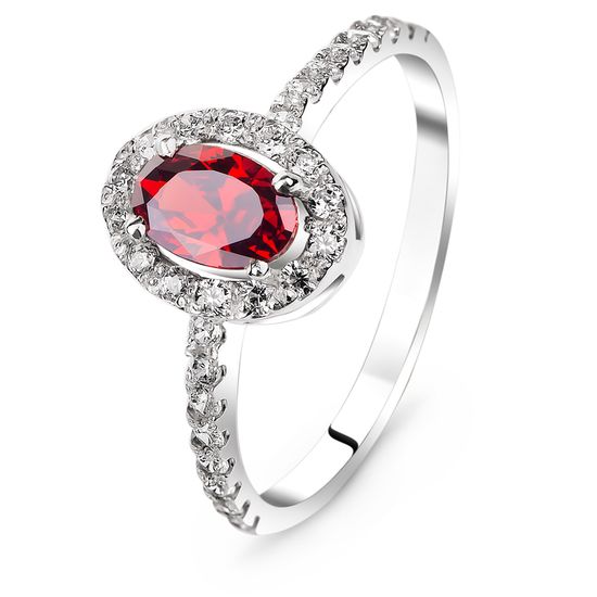 Серебряное кольцо с красным фианитом Анита, 16.5, 51.5, 1.63