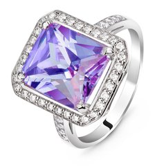 Серебряное кольцо с фиолетовым фианитом Байкал, 17, 52.8, 5.28